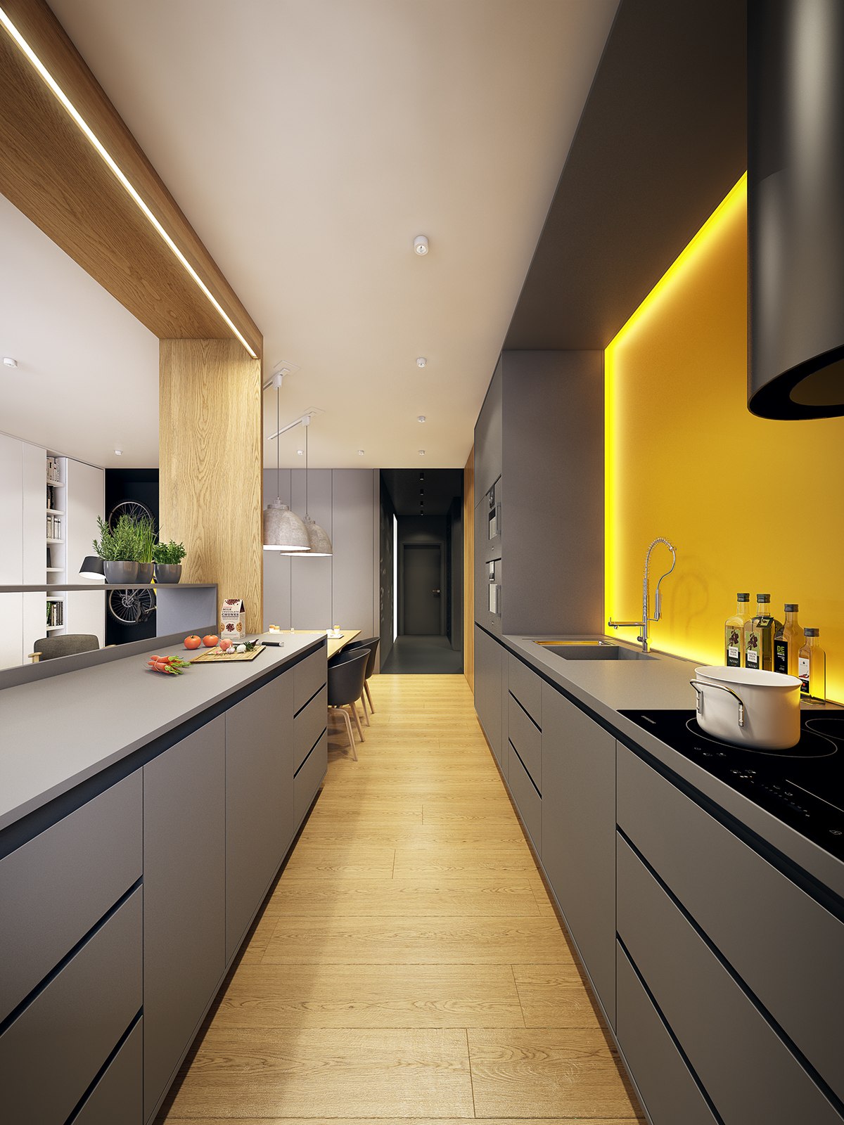 hệ tủ bếp tối giản màu đen