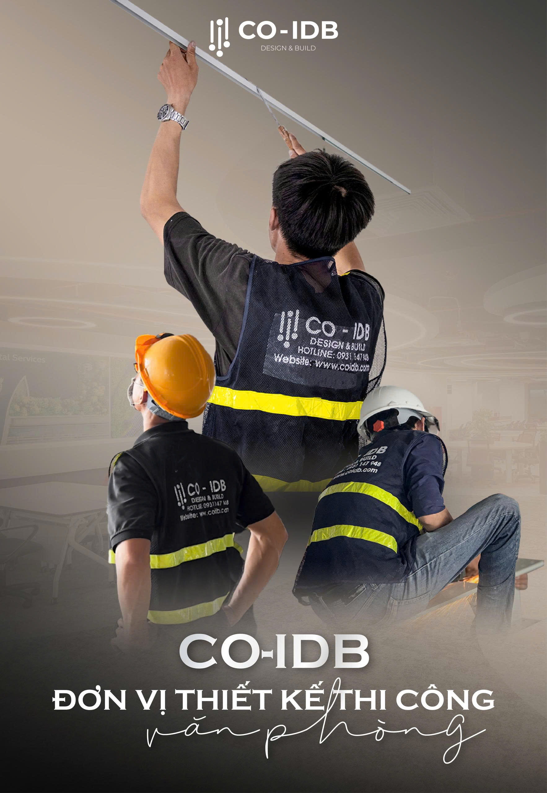 đội ngũ thợ nội thất coidb đang thi công tại công trình