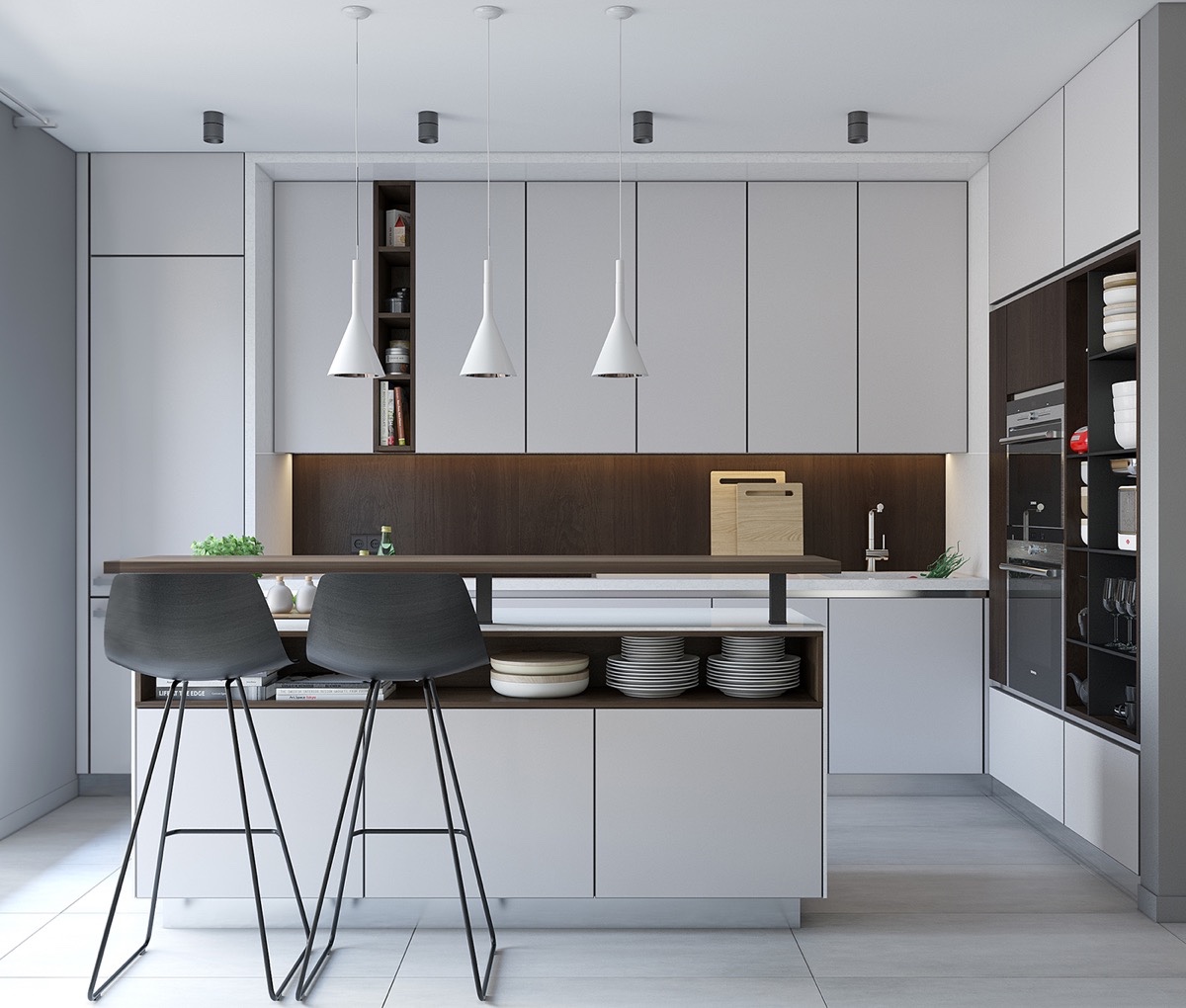 thiết kế đảo bếp tối giản