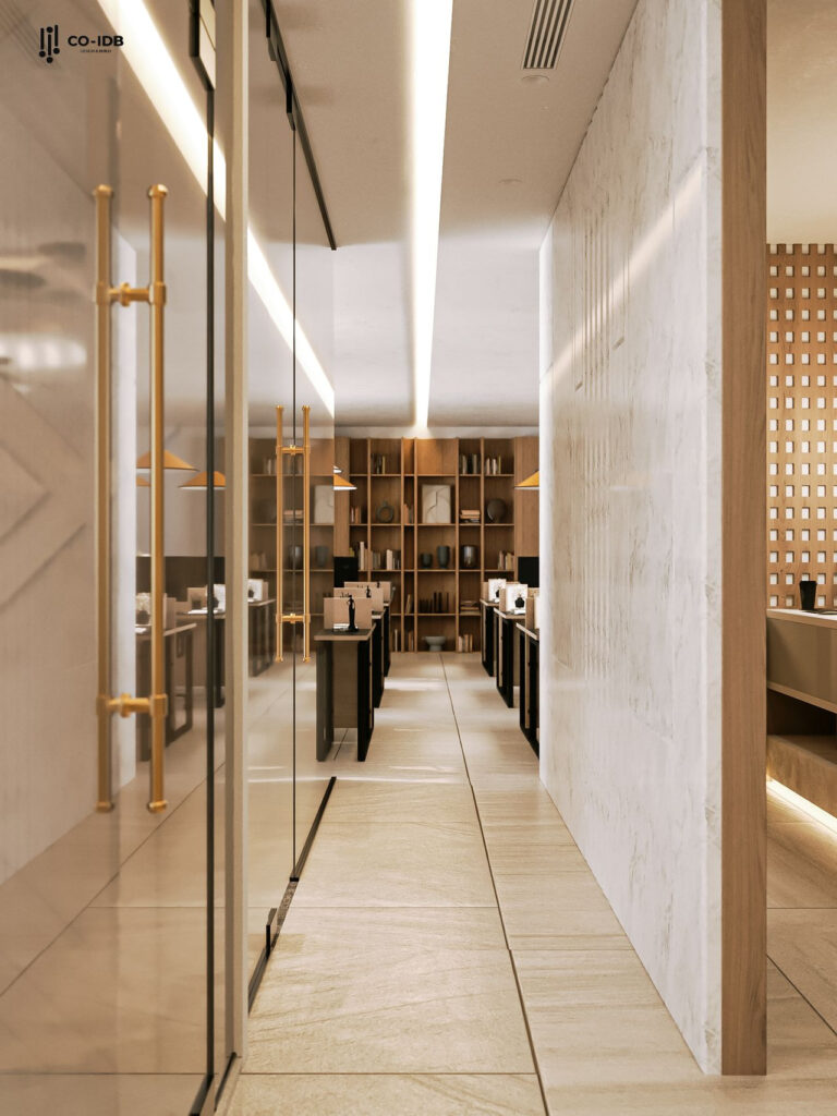 Khu vực làm việc được thiết kế bên trong tạo sự riêng tư