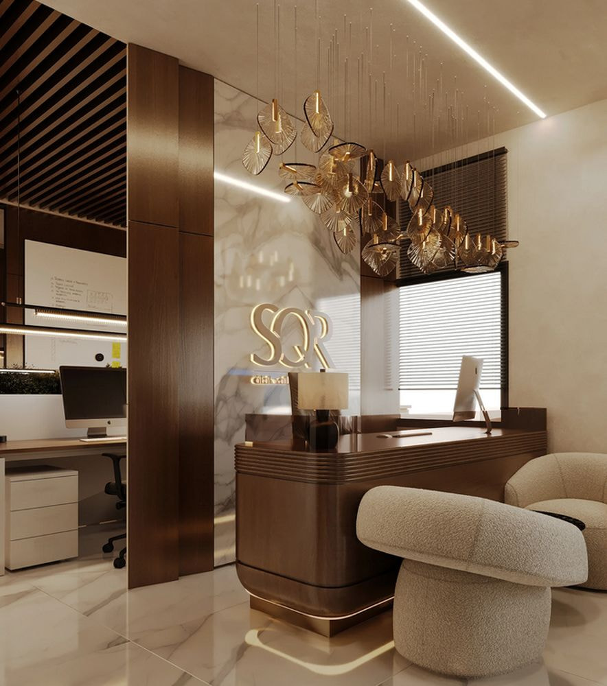 Thiết kế văn phòng lễ tân cho doanh nghiệp tư vấn du học vô cùng đẹp mắt