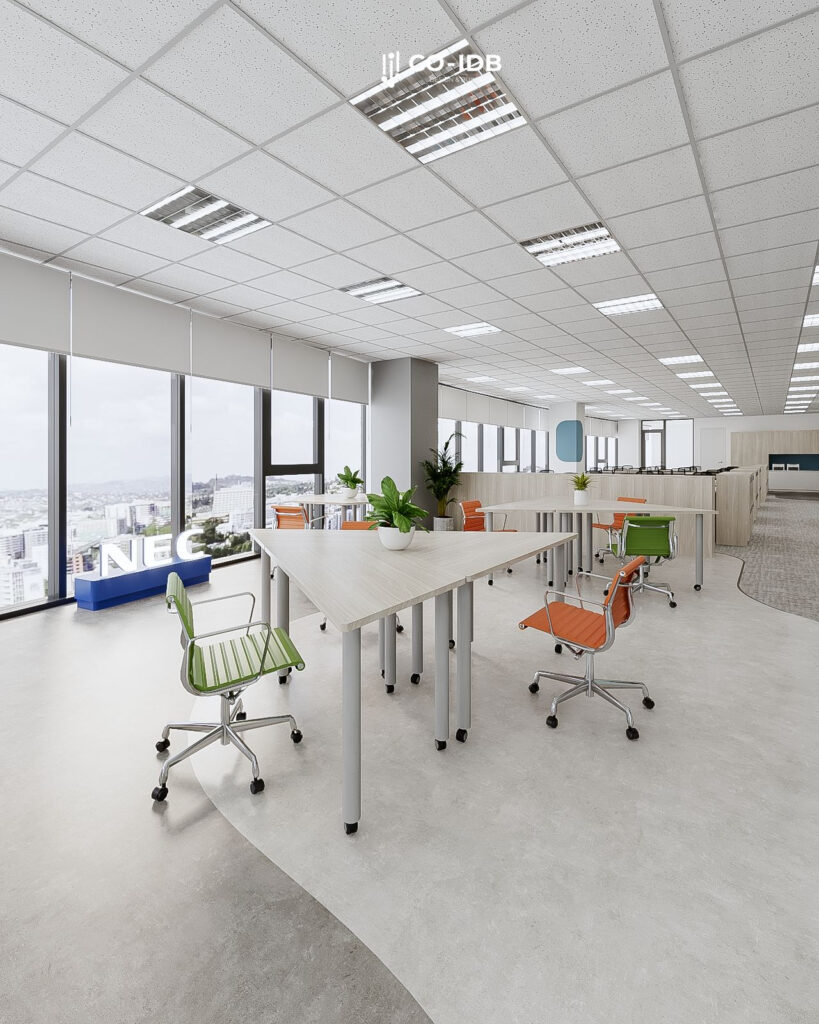 Khu vực tư vấn được bố trí bàn tam giác giúp thuận tiện trong quá trình trao đổi