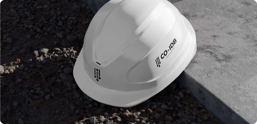 Hình chiếc nón thi công coidb tone trắng đen