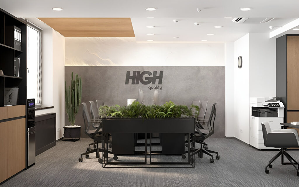 Mẫu thiết kế nội thất văn phòng nhà máy dưới 100m2 hiện đại, đẳng cấp