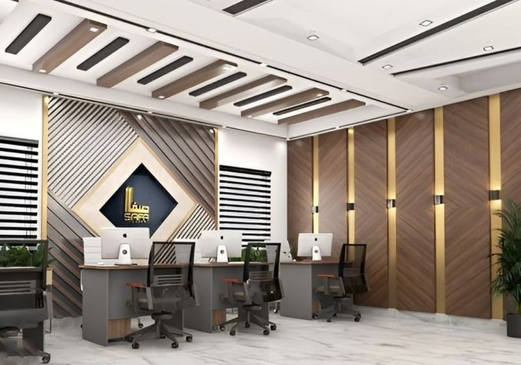 Thiết kế văn phòng công chứng đầy vẻ chuyên nghiệp với điểm nhấn vách ốp gỗ vô cùng sang trọng