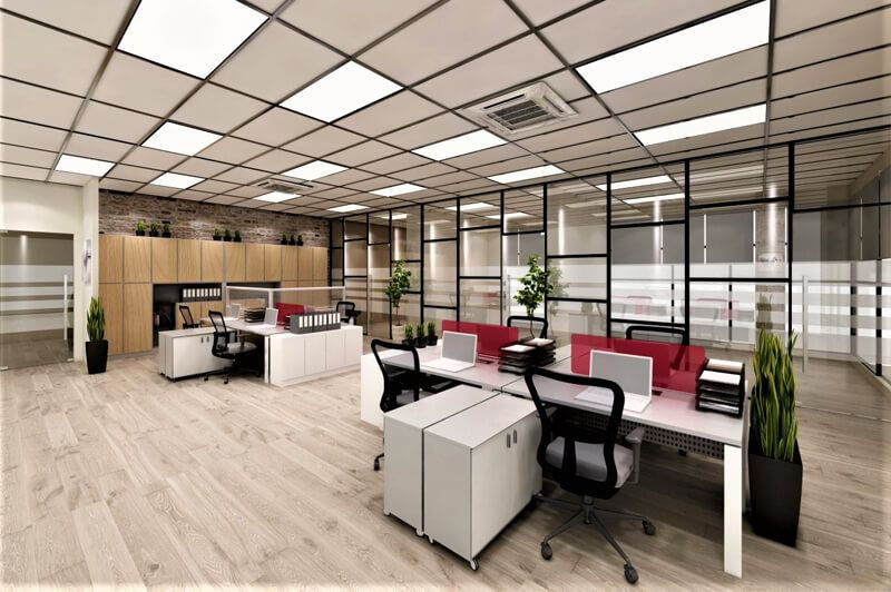 Không gian văn phòng được điểm thêm sắc xanh tạo nên cảm giác tươi mới