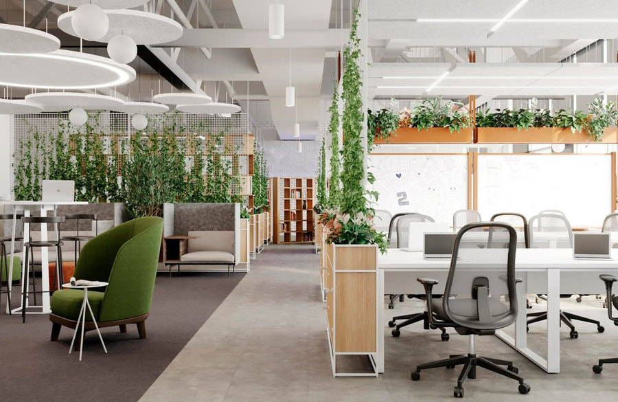 Lối thiết kế của văn phòng ưa sinh học cần sự tối ưu để đảm bảo luồng công việc được vận hành trơn tru