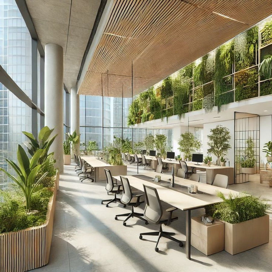 Thiết kế không gian văn phòng Biophilic đầy vẻ tươi mới cùng với yếu tố xanh được bố trí khéo léo vô cùng đẹp mắt