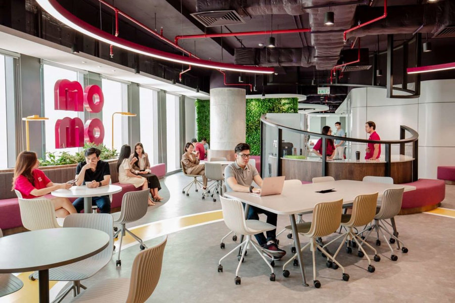 Không gian nghỉ ngơi được thiết kế theo phong cách hiện đại kết hợp với Industrial vô cùng độc đáo