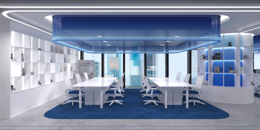 Văn phòng tận dụng nguồn sáng bên ngoài thông qua hệ cửa kính lớn