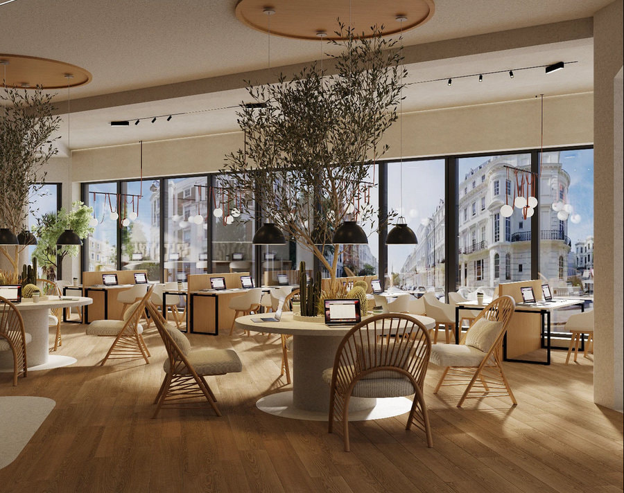 Không gian văn phòng đầy vẻ ấm cúng và gần gũi với chất liệu gỗ được sử dụng chủ đạo